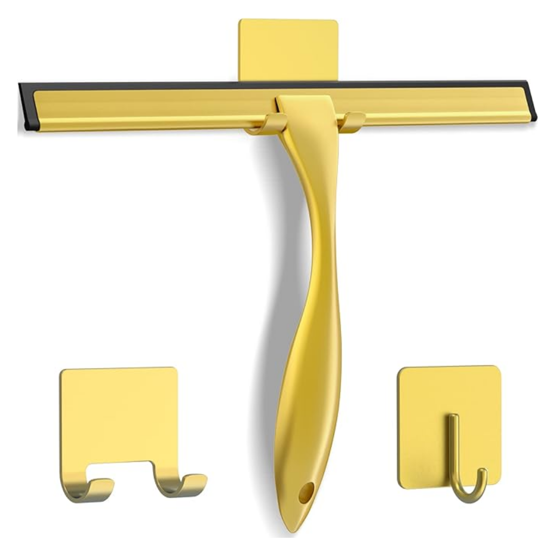 All-Purpose Shower Squeegee – Stainless Steel with Hooks for Bathroom & Car