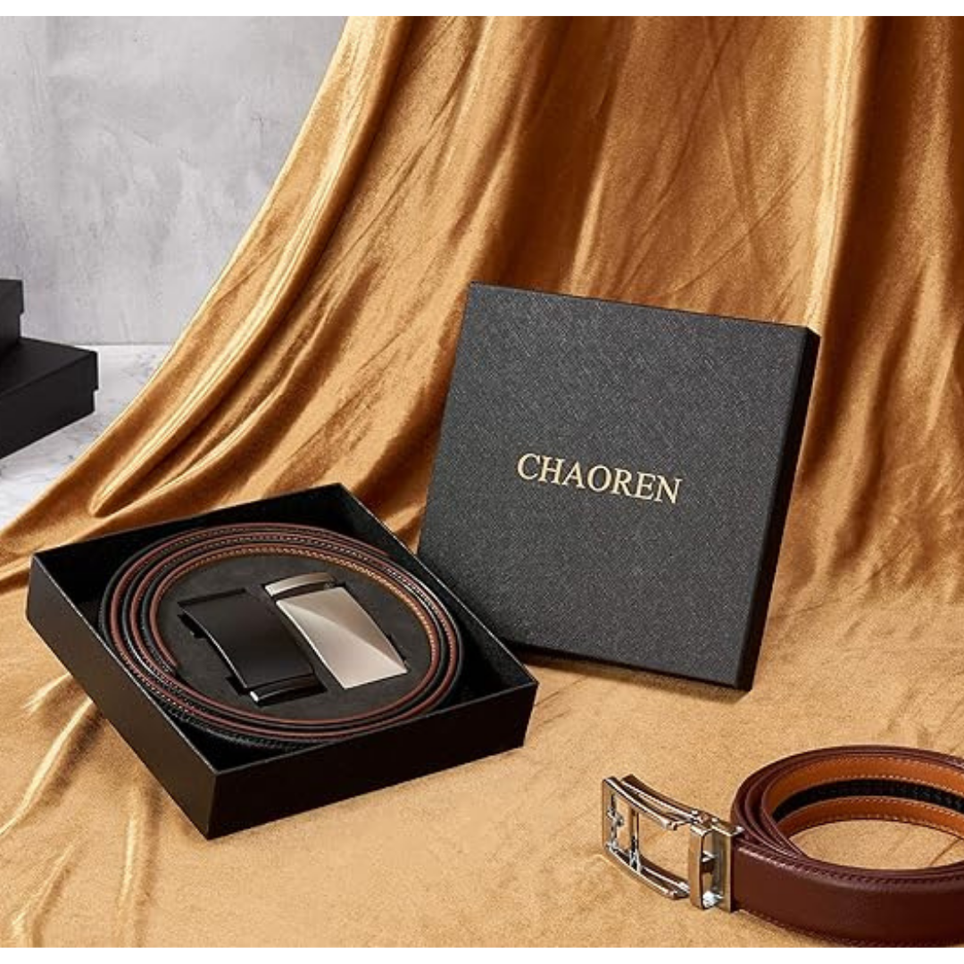 CHAOREN Mens Belt Leather Ratchet Belt - Customizable Fit, Effortless Style (35mm)