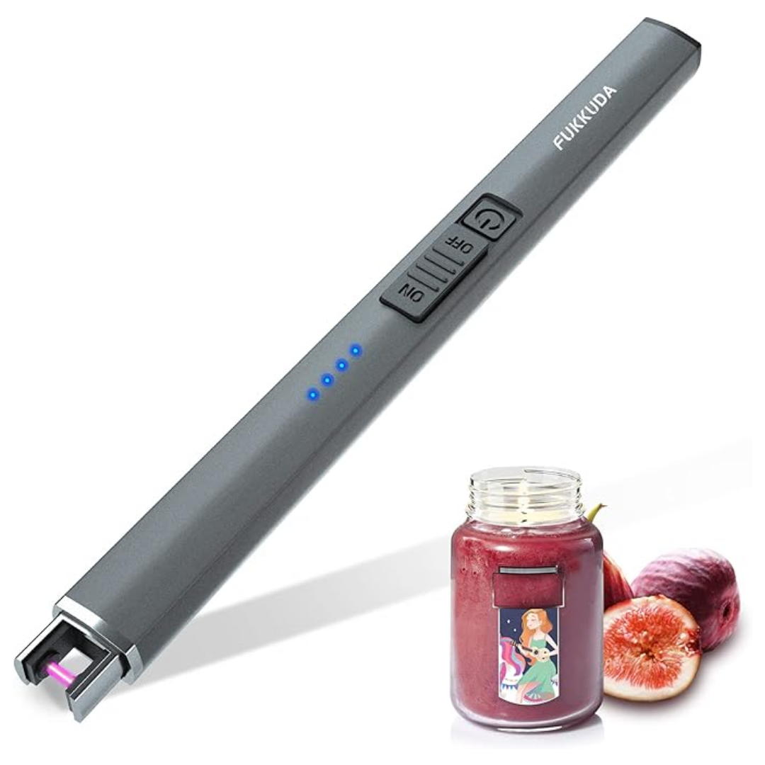 2-Pack USB Rechargeable Candle Lighters – Windproof, Flameless, LED Display (Champagne Gold)