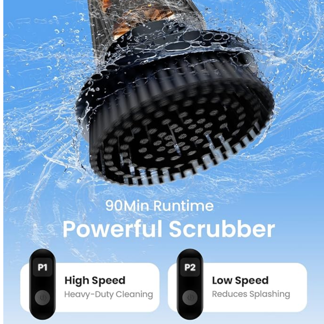 Leebein Cordless Spin Scrubber – 7 Brush Heads, Extendable Handle, 2 Speeds (IPX7 Waterproof)