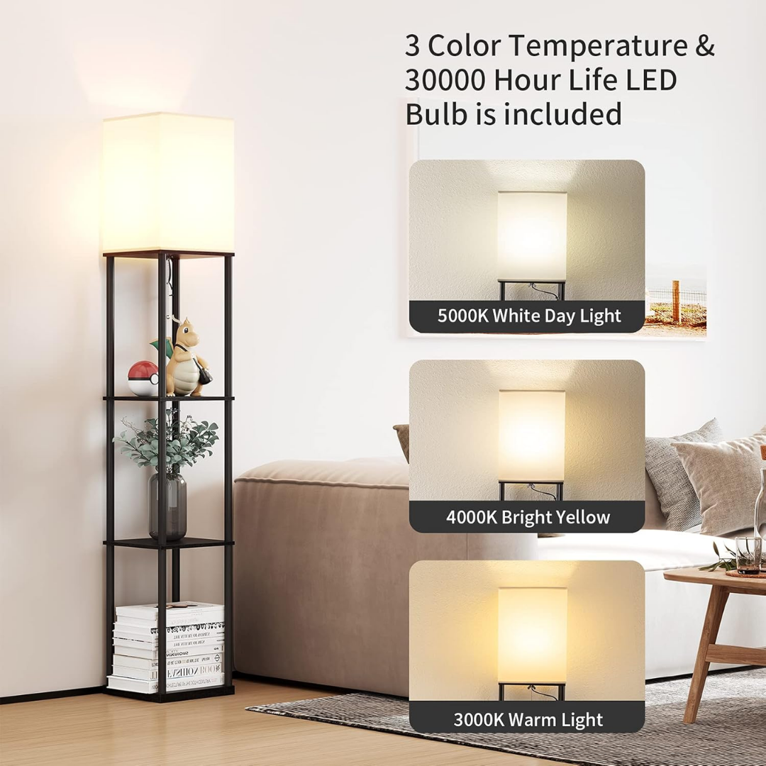 Square Shelf Floor Lamp – Modern Corner Light | UK Mart