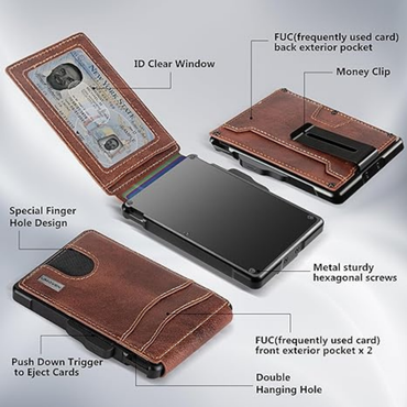 Men's Slim Leather Wallet – RFID Blocking Bifold with Money Clip