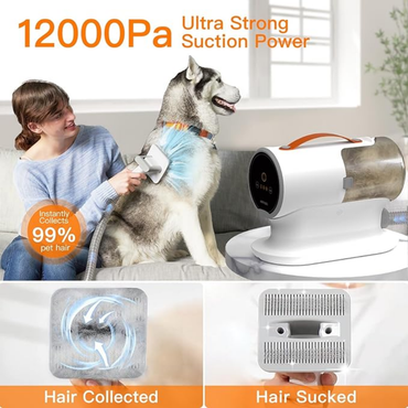 AIRROBO PG100 Pet Grooming Vacuum - 12000Pa Dog Hair Vacuum with 5 Tools & 2L Tank