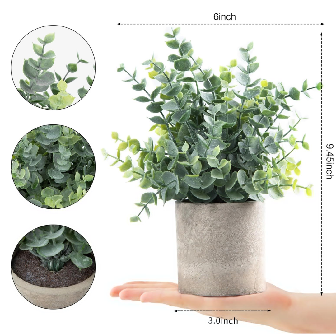 Artificial Eucalyptus Plants – Set of 2 Sage Green Potted Decoration