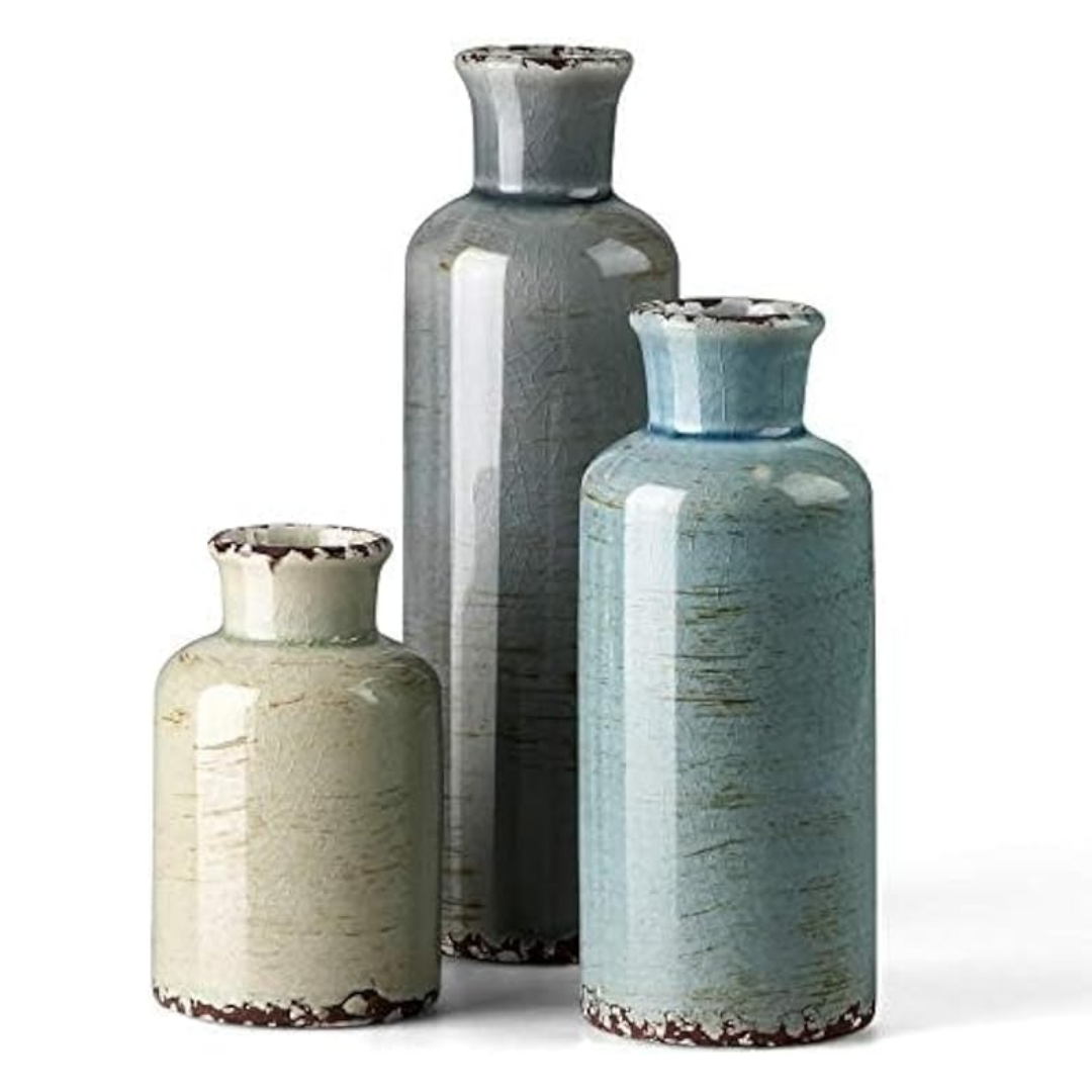 Farmhouse Ceramic Vase Set – 3-Piece Decor | UK Mart

