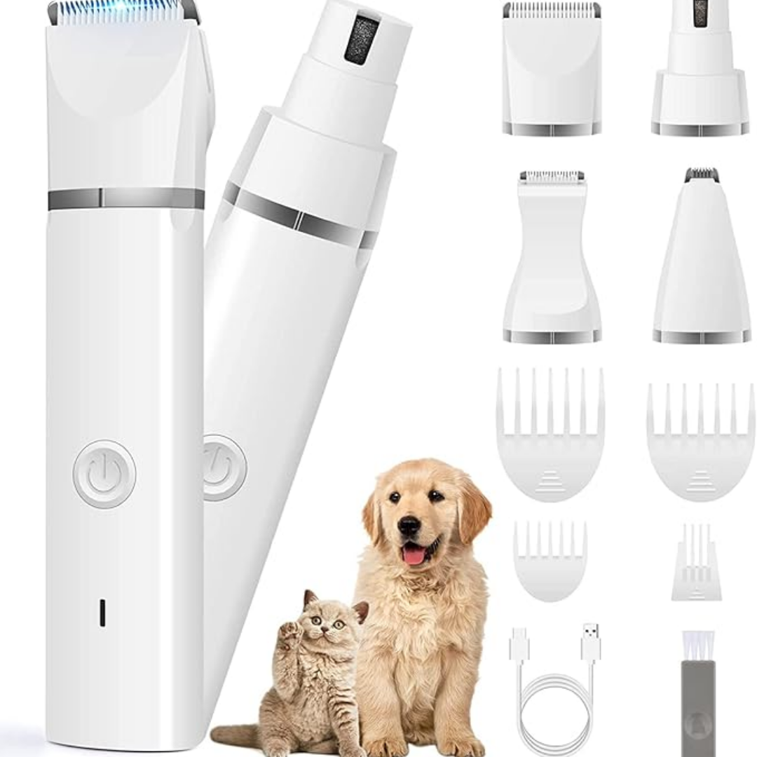 Quiet Cordless Pet Grooming Kit - Rechargeable Clippers & Nail Grinder for Dogs/Cats