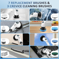 Cordless Electric Spin Scrubber – 8 Brush Heads, Adjustable Handle, Dual-Speed (White)