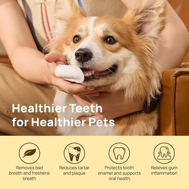HICC PET Dental Wipes for Dogs & Cats – Plaque & Tartar Remover, Freshens Breath
