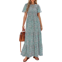 Women's Flutter Sleeve Boho Dress - PRETTYGARDEN Summer Maxi