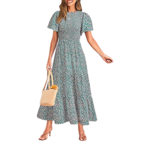 Women's Flutter Sleeve Boho Dress - PRETTYGARDEN Summer Maxi