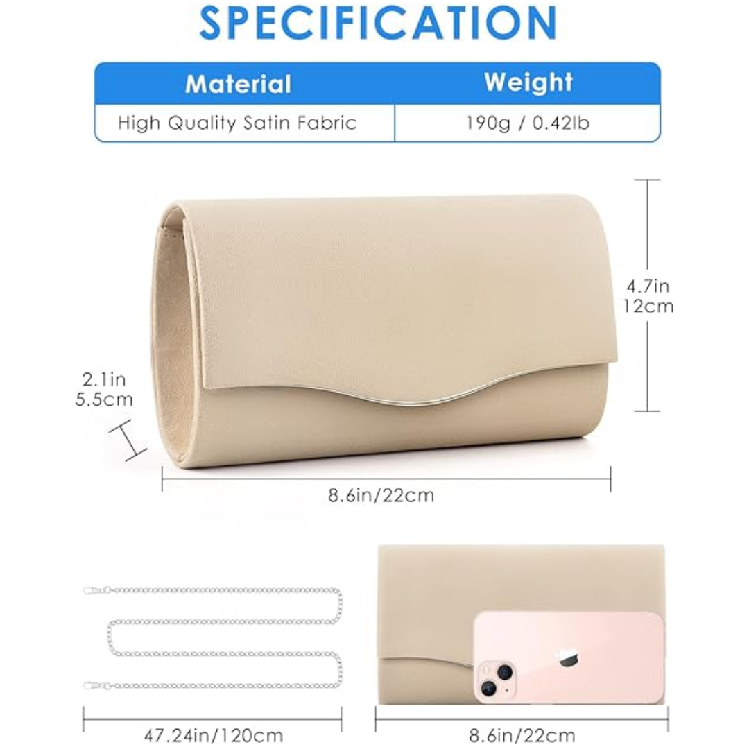 Women's Formal Clutch Purse – Suede Envelope Bag for Weddings & Events